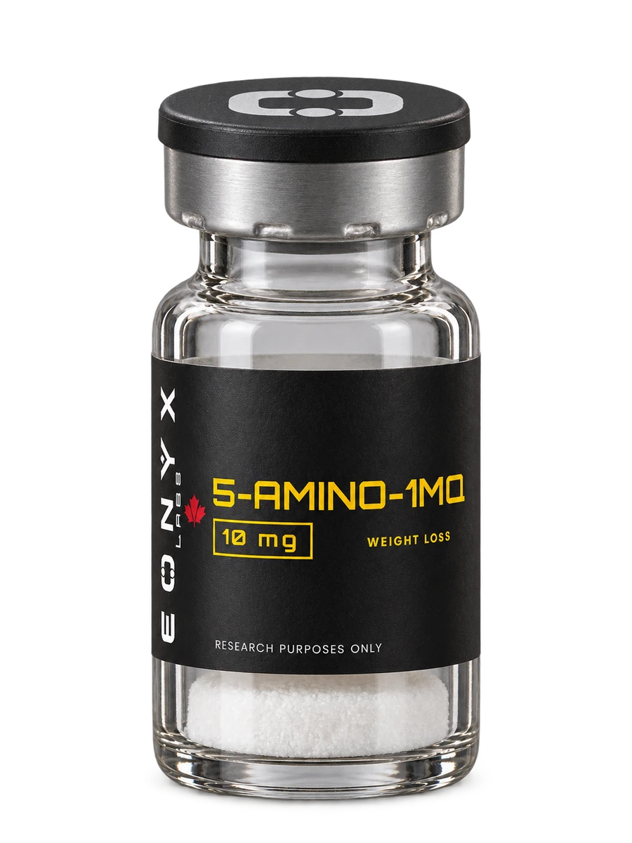5-AMINO-1MQ 10 mg research vial — photographic illustration
