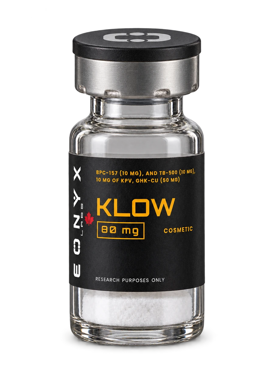KLOW 80 mg research vial — photographic illustration