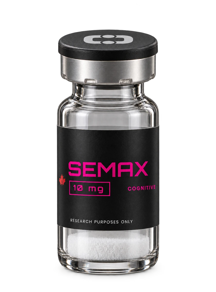 SEMAX 10 mg research vial — photographic illustration