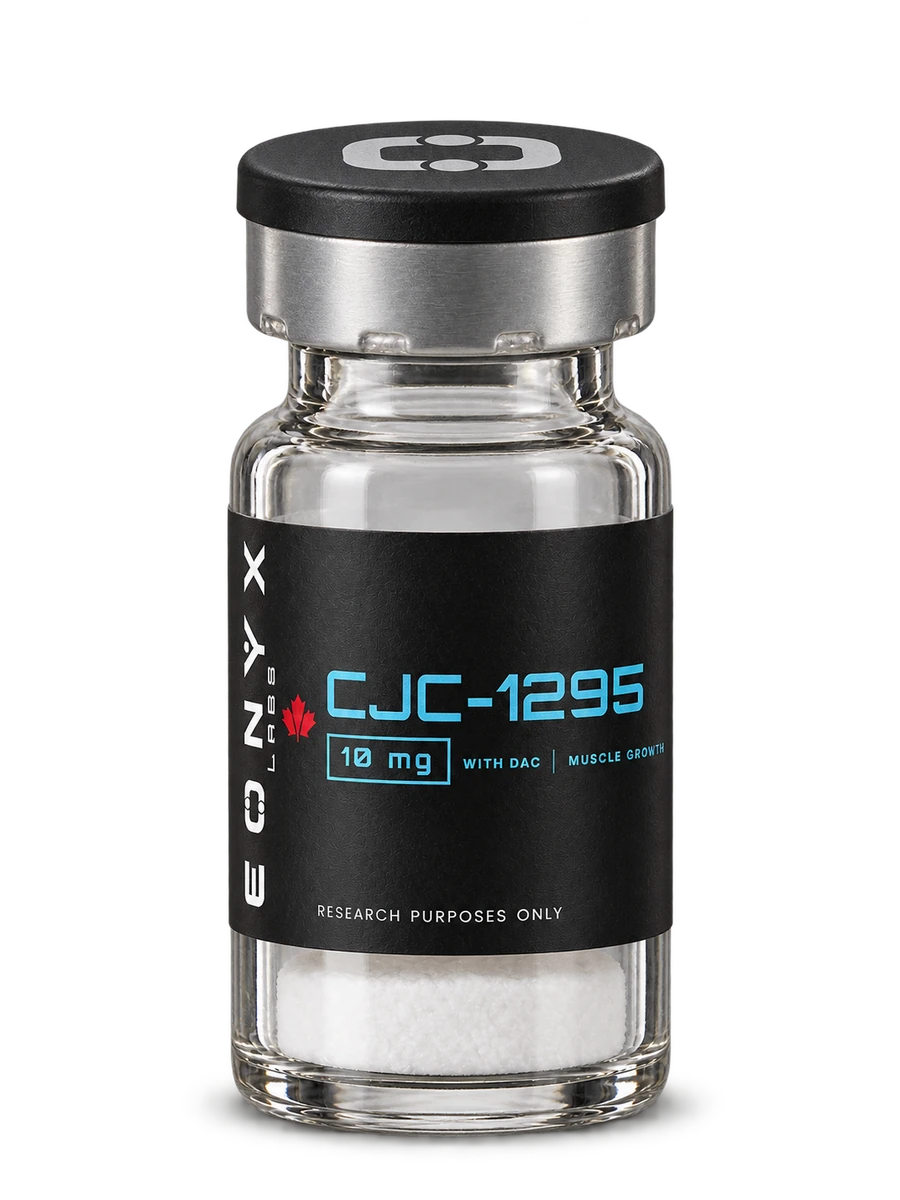 CJC-1295 DAC 10 mg research vial — photographic illustration