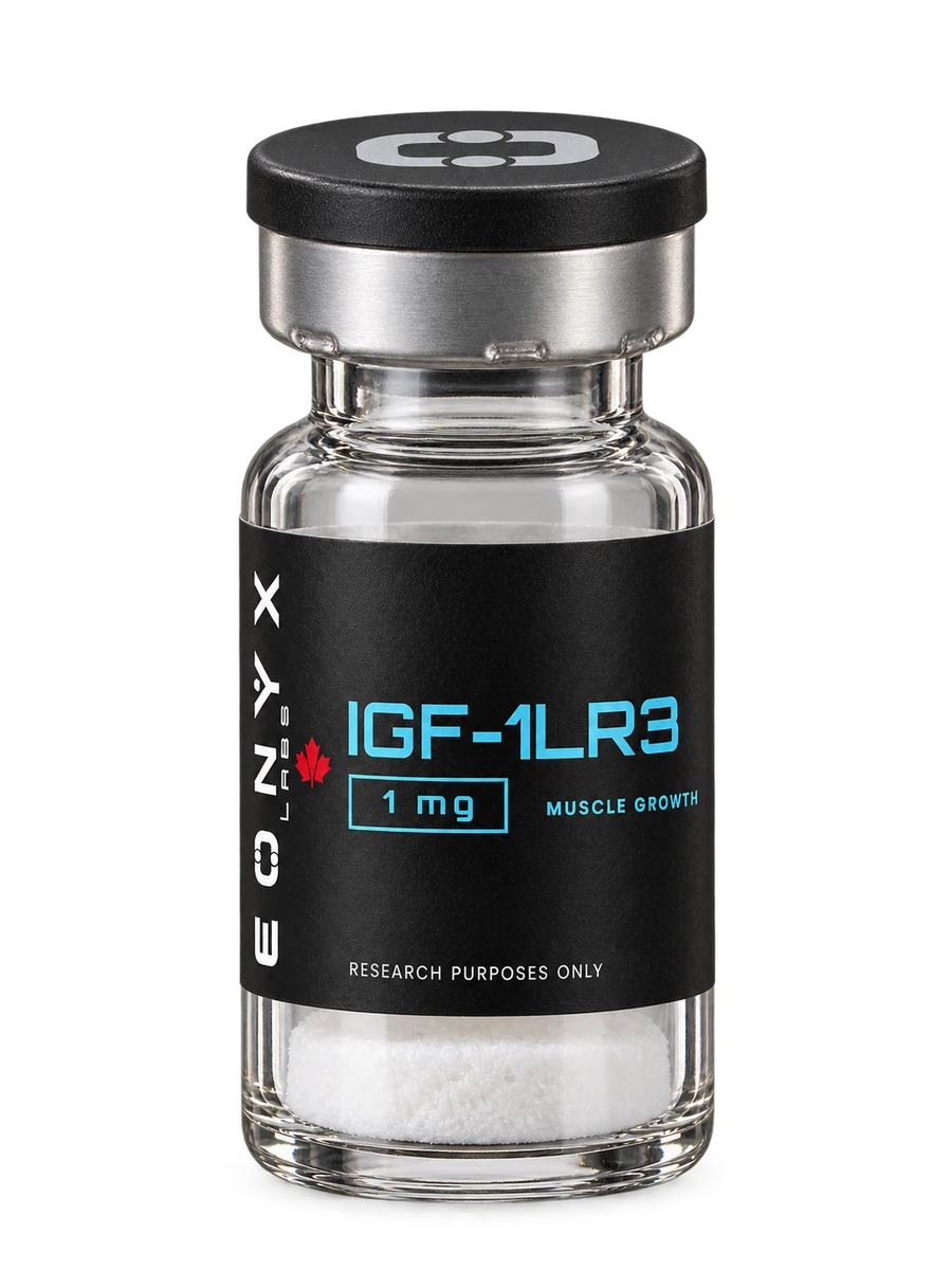 IGF-1 LR3 1 mg research vial — photographic illustration