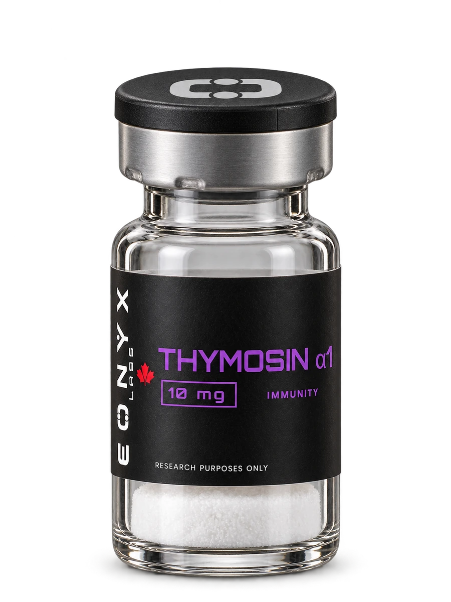 THYMOSIN A1 10 mg research vial — photographic illustration