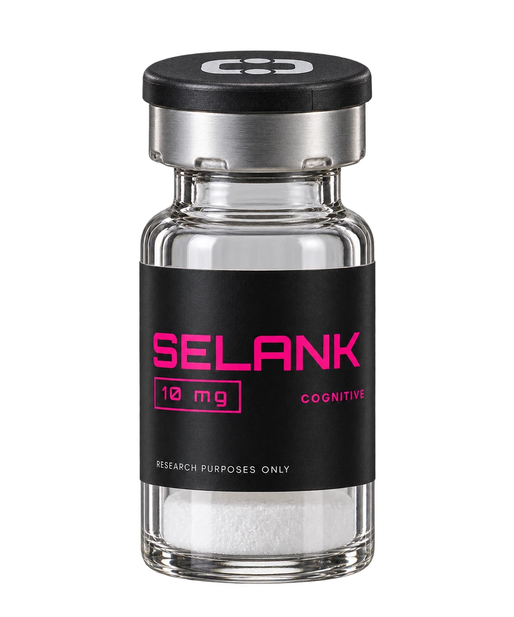 SELANK 10 mg research vial — photographic illustration